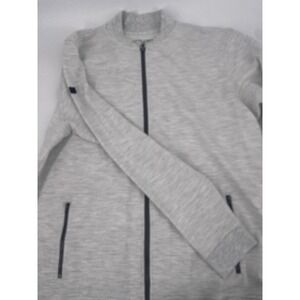 MATTE GREY Full Zip Mock Neck Jacket Heathered Light Gray XL Activewear Casual